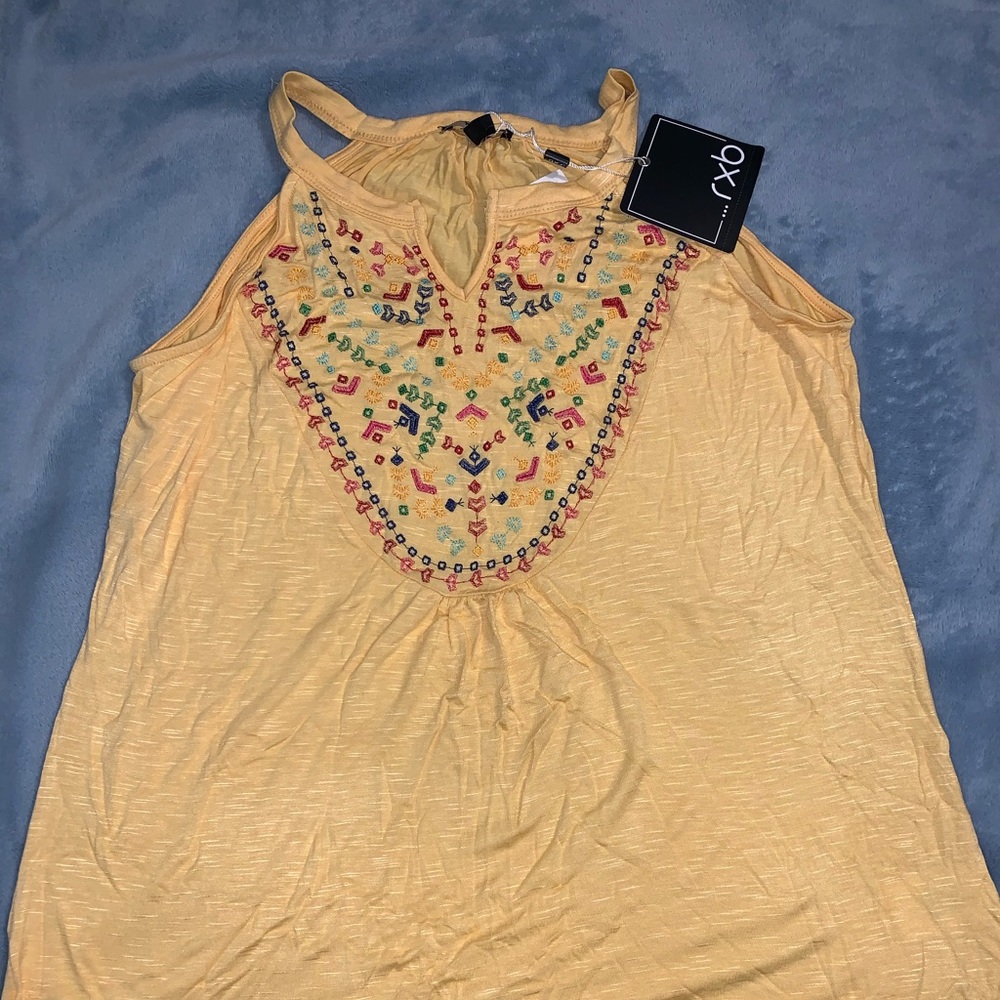 NWT RXB Yellow embroidered tank top